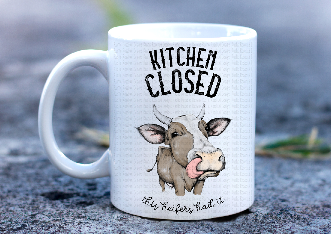 Funny Mom Cow Mug - Kitchen is Closed