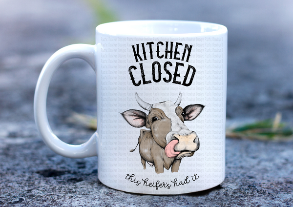 Funny Mom Cow Mug - Kitchen is Closed