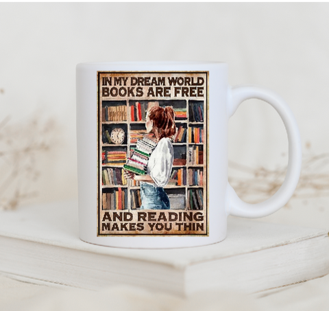 Book Lover Gift Funny Books are free and reading makes you thin