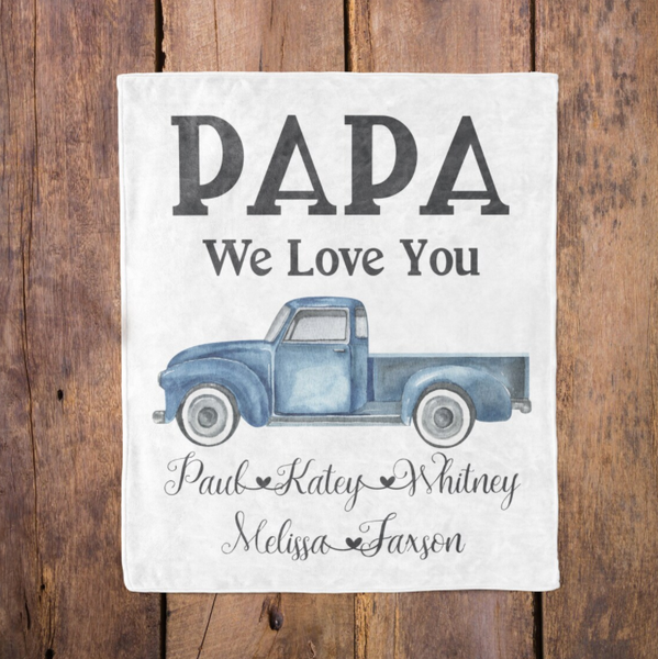 Papa Blue Truck Blanket