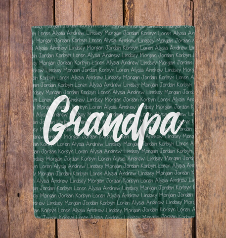 Grandpa Blanket with Grandkids Names