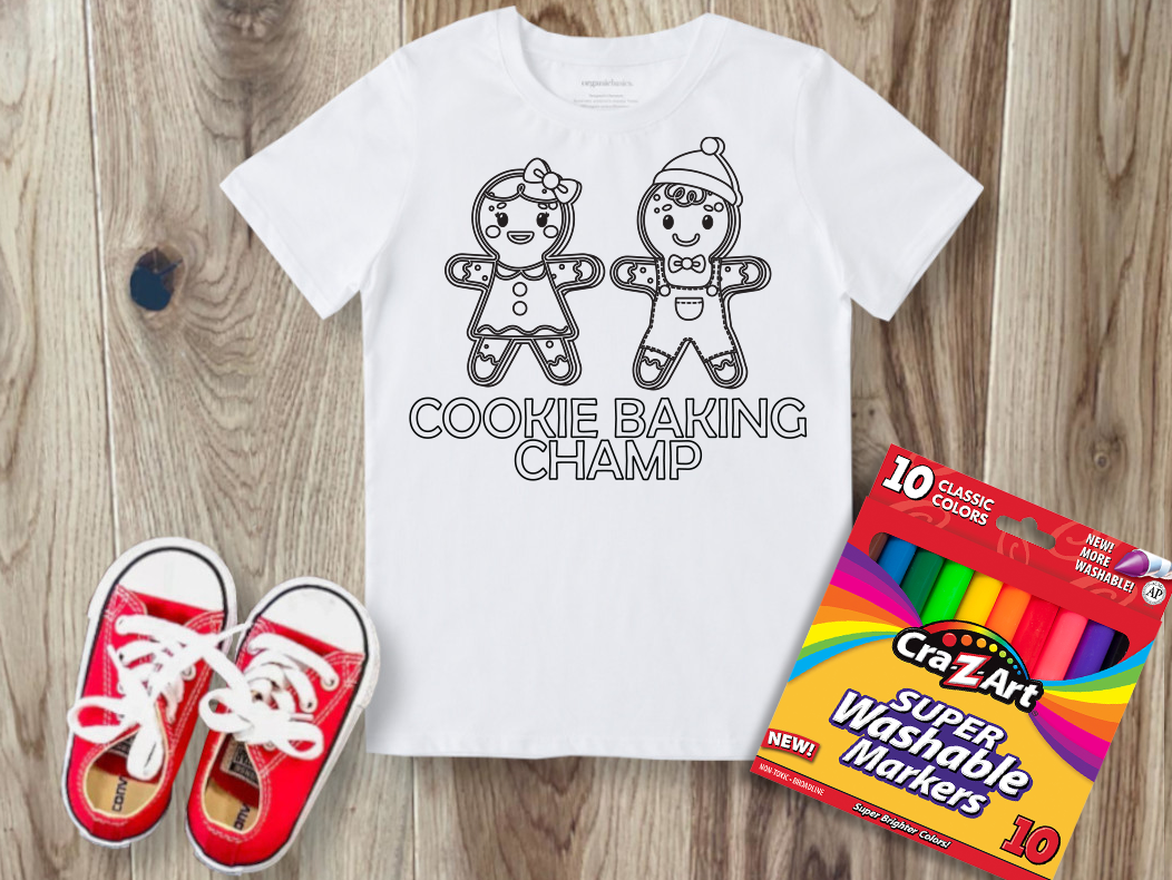 Cookie Baking Champ Christmas Color-Me Tee Shirt