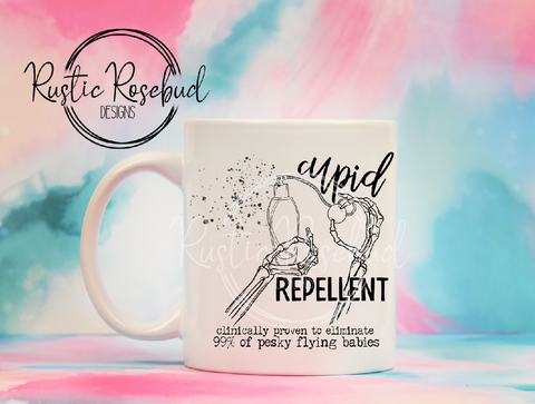 Cupid Repellent anti valentine mug