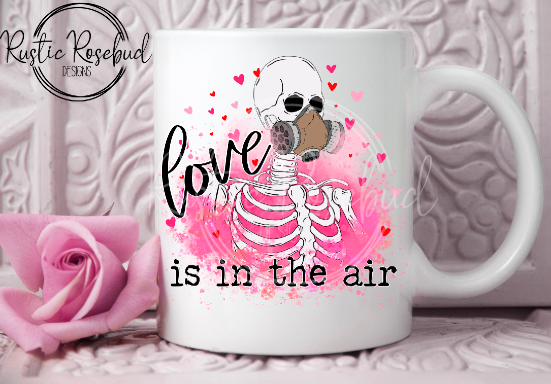 Love is in the air gas mask funny anti valentine mug