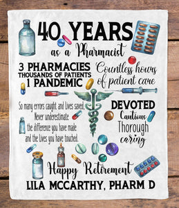 Pharmacist Retirement Gift Personalized Blanket