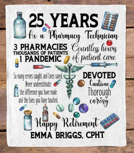 Pharmacy Technician Retirement Gift Personalized Blanket